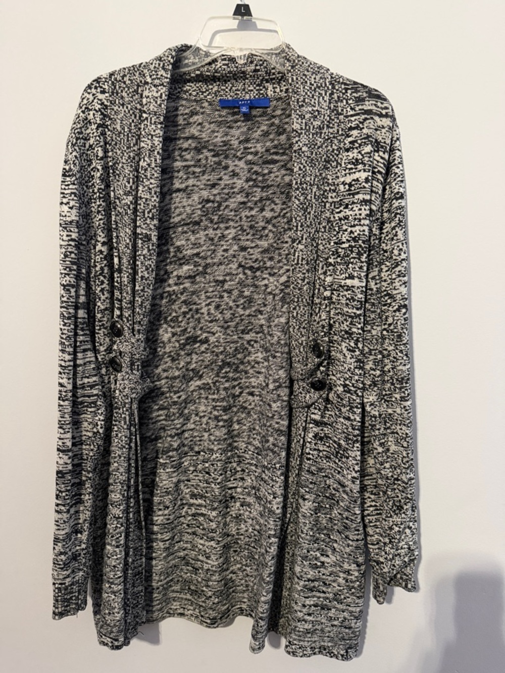 Apt. 9 Black and White Marled Open Front Cardigan